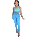 Women's sexy letter printed vest, tight fitting sports set, two-piece set