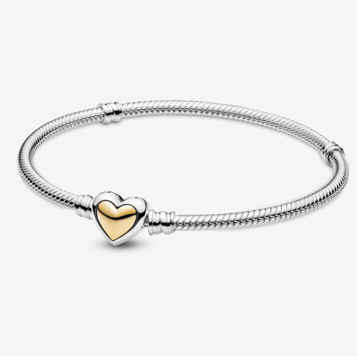 Gold dome plated 14K gold peach heart chain buckle snake bone chain minimalist bracelet DIY string decoration bracelet