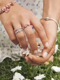 Logo three line silver plated multiple snake bone chain bracelet with multi loop snake shape