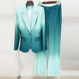 New fashion temperament gradient color slim fit suit pants two-piece set