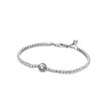 White copper glittering halo plain chain tennis bracelet, female creative light luxury niche gift jewelry, sweet