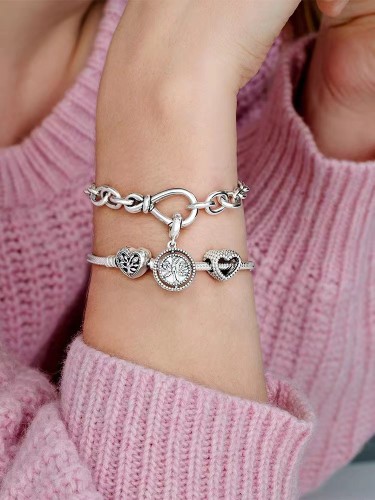 White copper heart-shaped basic chain Mickey inlaid diamond Minnie leather rope bracelet bracelet bracelet
