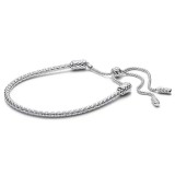 New white copper plated silver sliding buckle bracelet, niche light luxury gift for girlfriend