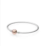 Silver plated bracelet with printed basic chain, round buckle, snowflake buckle head