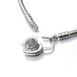 Silver Plated Bracelet Logo Padlock Base Snake Chain Bone Love Padlock Buckle White Copper Bracelet Female
