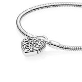Silver Plated Bracelet Logo Padlock Base Snake Chain Bone Love Padlock Buckle White Copper Bracelet Female