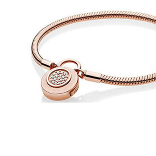 Rose gold new classic padlock buckle silver bracelet DIY basic chain white copper snake bone chain bracelet