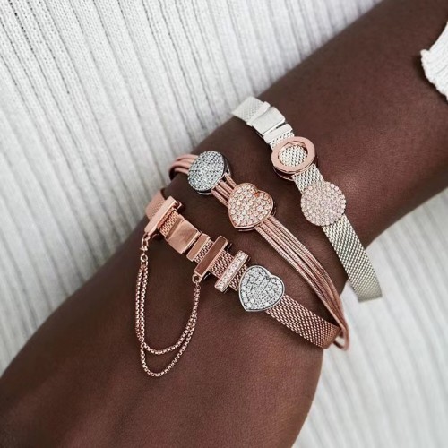 White copper new buckle full diamond sparkling chain buckle watch style bracelet DIY accessories
