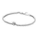 Sparkling Pav é Dense Set Tennis Diamond Chain Women's Light Luxury Silver Minnie embellishment Adjustable Bracelet