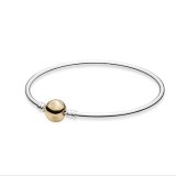 Silver plated bracelet with printed basic chain, round buckle, snowflake buckle head