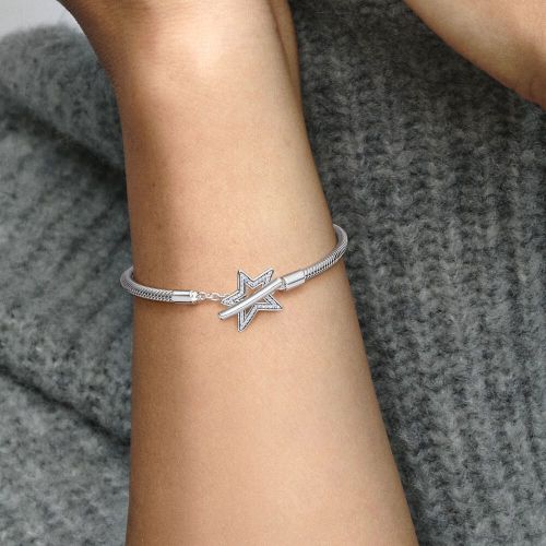 White Copper Classic Bracelet Star Chain Buckle Snake Bone Bracelet T-shaped Buckle New Bracelet