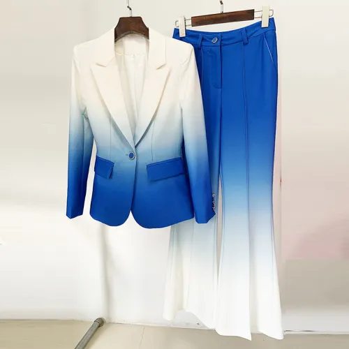 New fashion temperament gradient color slim fit suit pants two-piece set