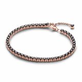 New Black Sparkling Tennis Bracelet with Female Unique Design, Exquisite Bracelet with Rose Gold Decoration, Adjustable