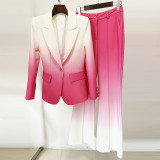 New fashion temperament gradient color slim fit suit pants two-piece set