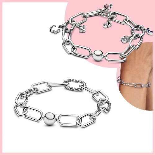 Chain link circular bracelet with simple beaded DIY plain chain, European and American fashion personality