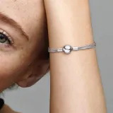 Logo three line silver plated multiple snake bone chain bracelet with multi loop snake shape