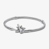 White Copper Classic Bracelet Star Chain Buckle Snake Bone Bracelet T-shaped Buckle New Bracelet