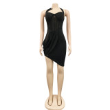 Chest Pads Bodycon Party Dress Women Sheer Mesh Sleeveless Split Dresses Sexy Club Birthday Bandage Dresses Backless  Outftis