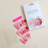 24Pcs Y2K Press on Nails Spicy Girls Long Handmade Wearing Fake Nail Patchs with Pink Crystal Charms Stars Manicure Art