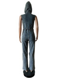 Vintage Women Cargo Jumpsuits Sleeveless Hooded Rompers Summer New Fashion Streetwear Sexy Club Party One Piece Outfits