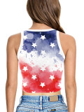 Women's Tanks 4th of July Women Tank Tops Stars Stripe Letter Print Crew Neck Sleeveless Vests Independence Day Summer Crop Tops