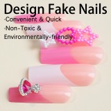 24Pcs Y2K Press on Nails Spicy Girls Long Handmade Wearing Fake Nail Patchs with Pink Crystal Charms Stars Manicure Art