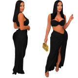 Casual Women Skirt Dress Set Shirt + Long Dress Split Out Solid Color Tracksuit Matching Set Streetwear Clothes For Women Outfit