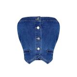 Denim Crop Tops Summer Two Piece Pant Sets Biker Shorts Suits Sets Cropped jean Cargo Pocket Pants Sexy Outfits Y2K Fashion