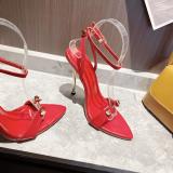 Metal T-bar Decoration Runway Banquet Sandals European American High Heel Roman Cross Strap Pointed Women's Shoes Size 41