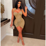 Chest Pads Bodycon Party Dress Women Sheer Mesh Sleeveless Split Dresses Sexy Club Birthday Bandage Dresses Backless  Outftis