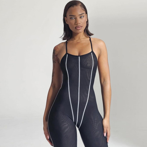 Fitness Women Jumpsuits Striped Spaghetti Straps Rompers Summer New Fashion Outfit Sexy Night Club Party One Piece Overalls