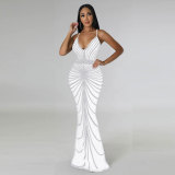 Hot Diamond Cross Strap Floor Mopping Dress Dress
