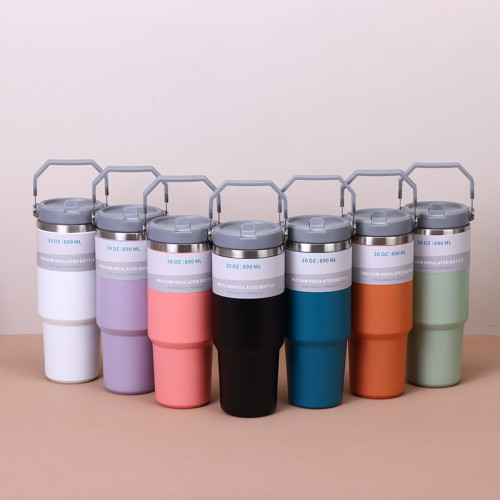 New 304 Stainless Steel Handle Car Cup Outdoor Sports Portable Car Insulation Cup 30oz Car Cup