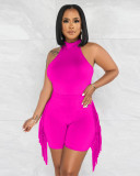 Fashion sports jumpsuit top fringe shorts two-piece set