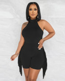 Fashion sports jumpsuit top fringe shorts two-piece set