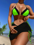 Sexy swimsuit cross-border three piece patchwork contrasting bikini women's swimsuit