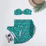 Swimsuit women's split metal U-shaped bikini BIKINI cross-border three piece printed swimsuit