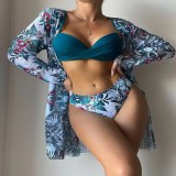 Three point three piece outerwear, long sleeved split swimsuit, women's bikini