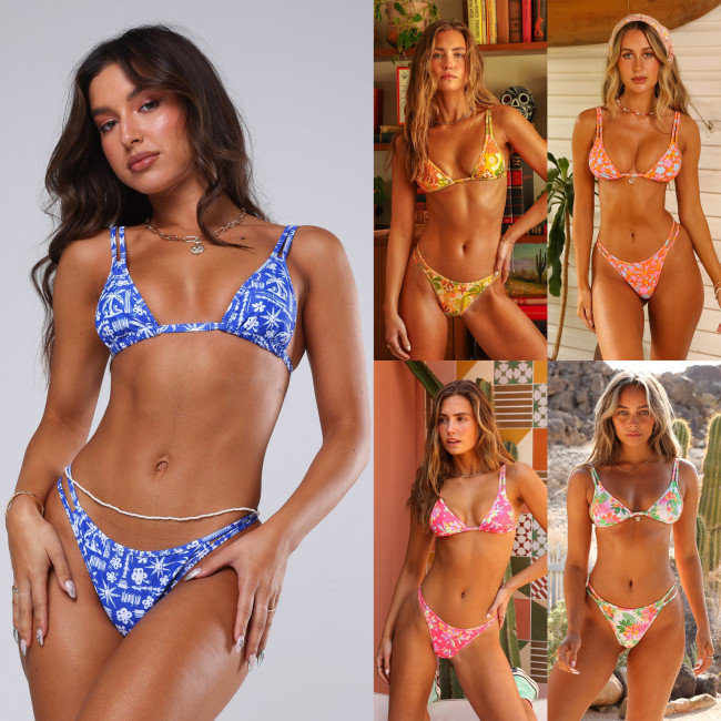 Swimsuit sexy double shoulder strap three point bikini swimsuit for women