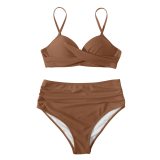 Split high waisted sexy swimsuit for women with small breasts gathered in bikini for women