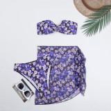 Swimsuit women's split metal U-shaped bikini BIKINI cross-border three piece printed swimsuit