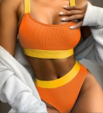 Bikini Women's Swimsuit Split High Waist Swimsuit Solid Color Bikini Women's Swimsuit