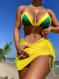Sexy swimsuit cross-border three piece patchwork contrasting bikini women's swimsuit