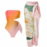 Two piece swimsuit set for vacation beach sexy bikini one piece conservative swimsuit for women