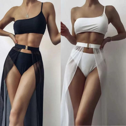Lace up sexy backless bikini three piece set bikini backless swimsuit
