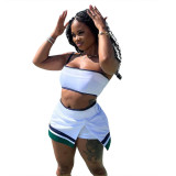 Fashionable Spicy Girl suspender, strapless, high waisted, split, buttocks wrapped short skirt set for women