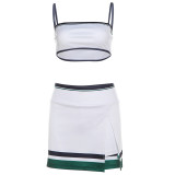 Fashionable Spicy Girl suspender, strapless, high waisted, split, buttocks wrapped short skirt set for women