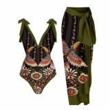 Two piece swimsuit set for vacation beach sexy bikini one piece conservative swimsuit for women