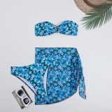 Swimsuit women's split metal U-shaped bikini BIKINI cross-border three piece printed swimsuit