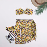 Swimsuit women's split metal U-shaped bikini BIKINI cross-border three piece printed swimsuit
